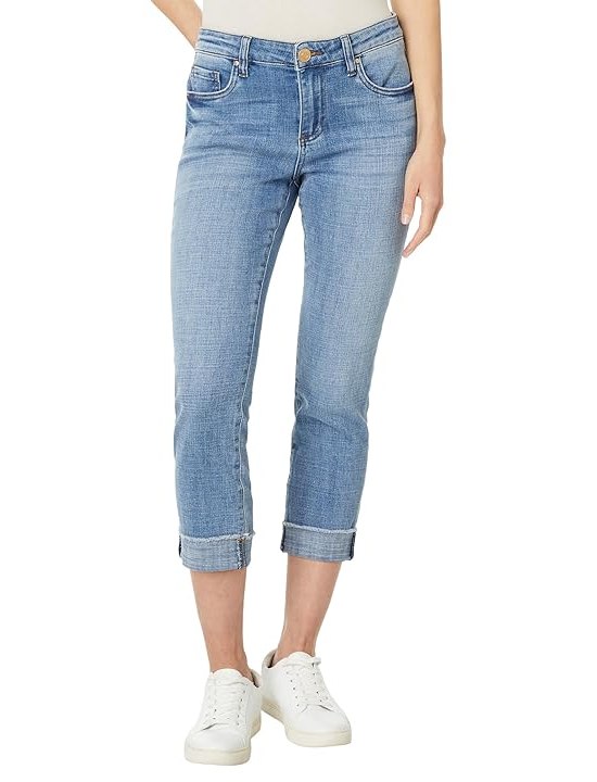KUT from the Kloth Amy Crop Straight Leg- Roll-Up Fray In Gained Womens Jeans Gained