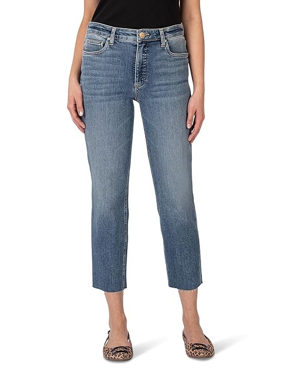 KUT from the Kloth Rachael High Rise Fab Ab Mom Raw Hem Womens Jeans Exalted