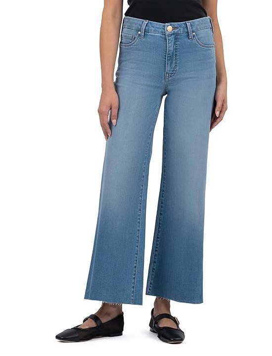 KUT from the Kloth Meg High-Rise Fab Ab Wide Leg Raw Hem Womens Jeans Deference