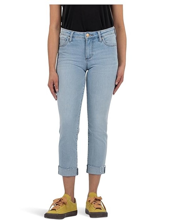 KUT from the Kloth Amy Crop Straight Leg Roll Up With Raw Hem Womens Jeans Awareness