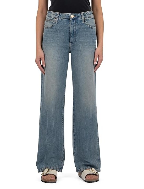 KUT from the Kloth Sienna High Rise Wide Leg-5 Pockets Womens Jeans Efficiency With Medium Base Wash