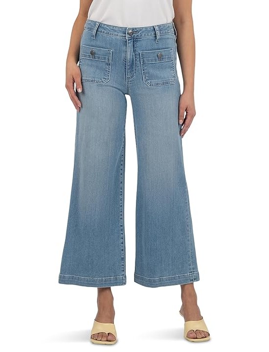 KUT from the Kloth Petite Meg High Rise Wide Leg W Patch Pockets Wide Hem Womens Jeans Assertive