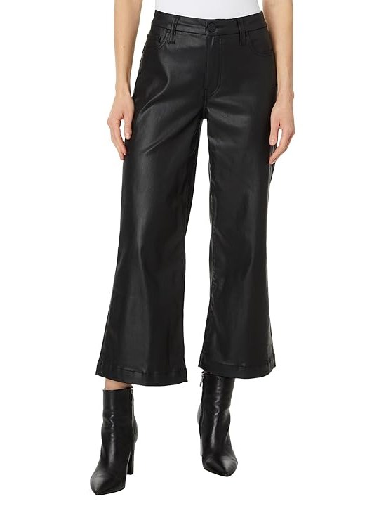 KUT from the Kloth Petite Meg High Rise Fab Ab Wide Leg Wide Hem Womens Jeans Black