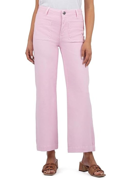 KUT from the Kloth Meg High Rise Wide Leg W Patch Pockets Regular Hem Womens Jeans French Pink